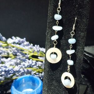 Blue and White Dangle Earrings